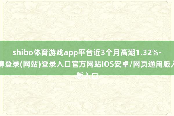 shibo体育游戏app平台近3个月高潮1.32%-万博登录(网站)登录入口官方网站IOS安卓/网页通用版入口