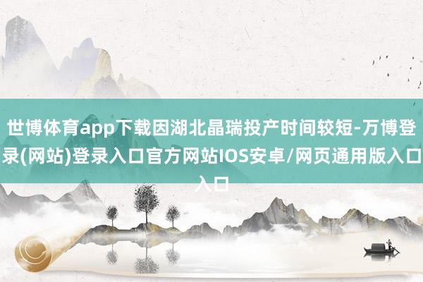 世博体育app下载因湖北晶瑞投产时间较短-万博登录(网站)登录入口官方网站IOS安卓/网页通用版入口