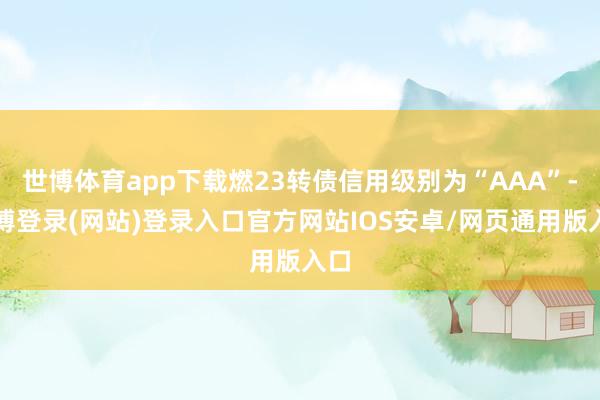 世博体育app下载燃23转债信用级别为“AAA”-万博登录(网站)登录入口官方网站IOS安卓/网页通用版入口